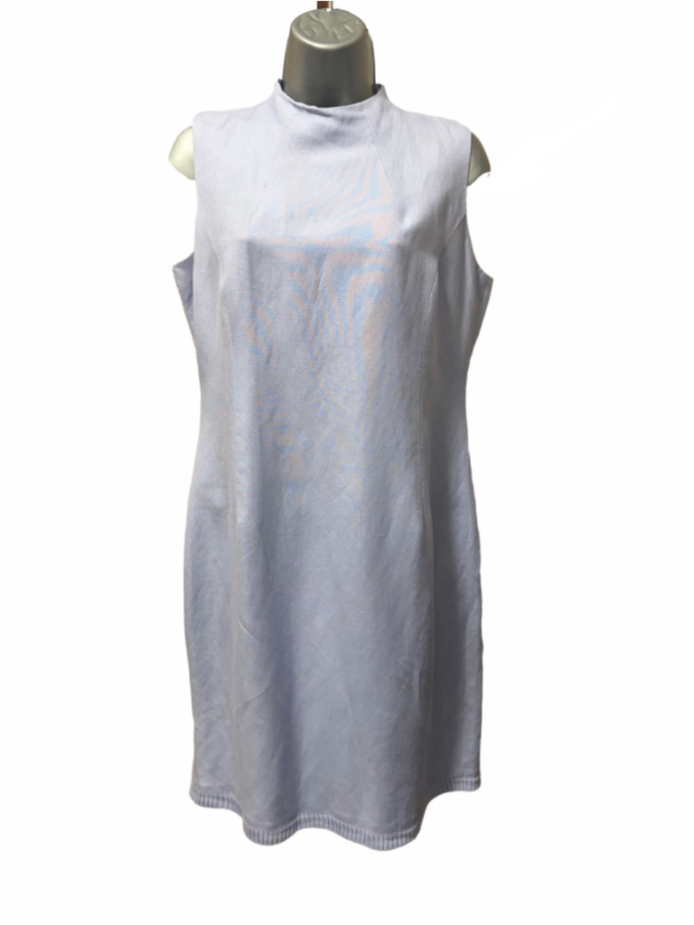 Yves Cossette Depeche Mode Vintage Linen Sheath Dress Sz 6 Periwinkle Mock Neck
